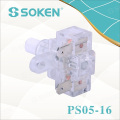 Soken Power Strip Transparente Push Button Switch 250VAC 16A